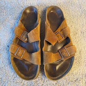 Birkenstock Arizona Suede Leather Sandals Men's EU 46‎ Brown WORN